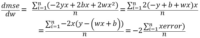 dmse/dw 수식